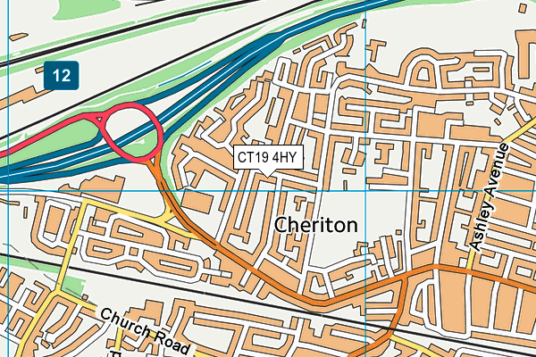 CT19 4HY map - OS VectorMap District (Ordnance Survey)