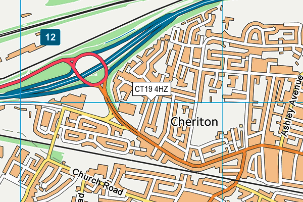 CT19 4HZ map - OS VectorMap District (Ordnance Survey)