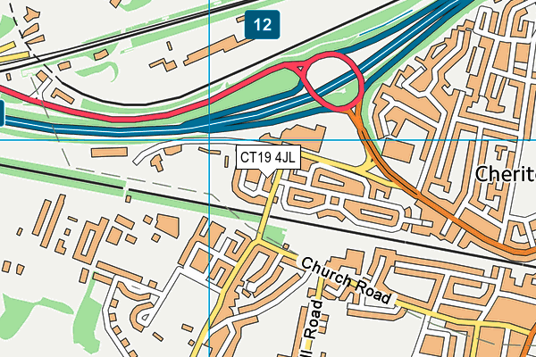 CT19 4JL map - OS VectorMap District (Ordnance Survey)