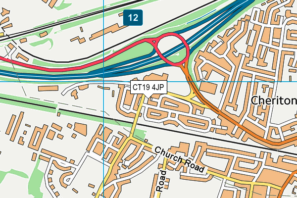 CT19 4JP map - OS VectorMap District (Ordnance Survey)
