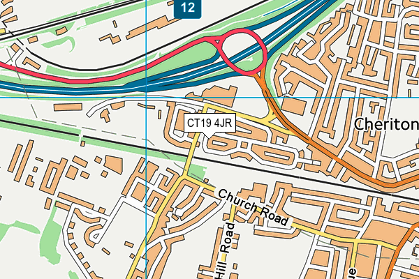 CT19 4JR map - OS VectorMap District (Ordnance Survey)