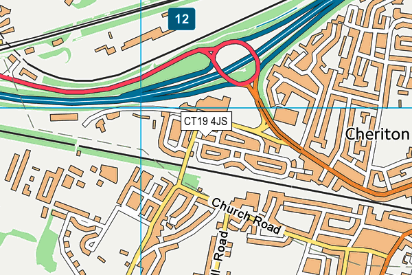 CT19 4JS map - OS VectorMap District (Ordnance Survey)