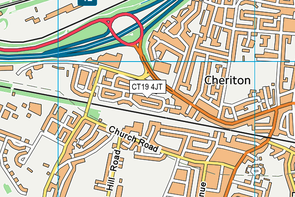 CT19 4JT map - OS VectorMap District (Ordnance Survey)