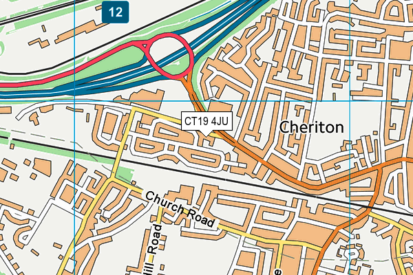 CT19 4JU map - OS VectorMap District (Ordnance Survey)