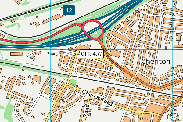 CT19 4JW map - OS VectorMap District (Ordnance Survey)