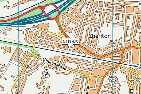 CT19 4JX map - OS VectorMap District (Ordnance Survey)