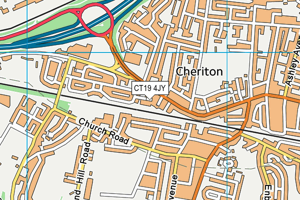 CT19 4JY map - OS VectorMap District (Ordnance Survey)