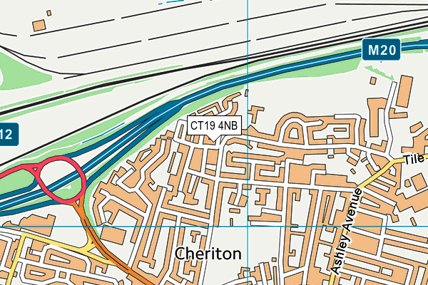 CT19 4NB map - OS VectorMap District (Ordnance Survey)