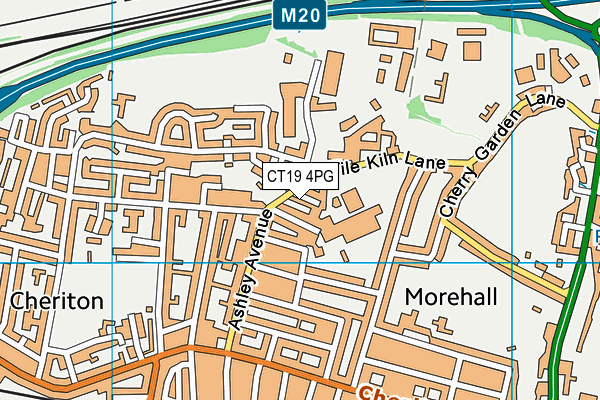 CT19 4PG map - OS VectorMap District (Ordnance Survey)