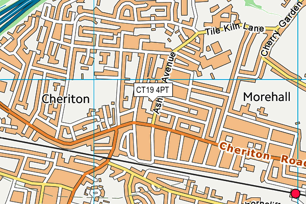 CT19 4PT map - OS VectorMap District (Ordnance Survey)