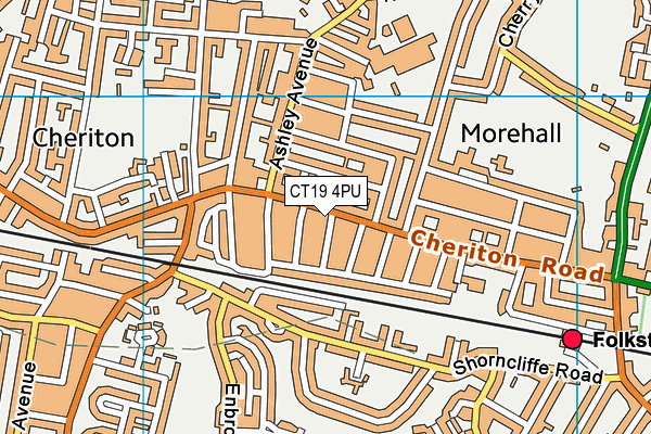 CT19 4PU map - OS VectorMap District (Ordnance Survey)