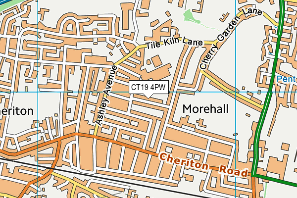 CT19 4PW map - OS VectorMap District (Ordnance Survey)