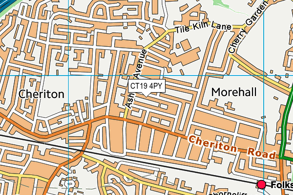 CT19 4PY map - OS VectorMap District (Ordnance Survey)