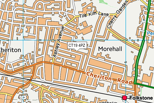 CT19 4PZ map - OS VectorMap District (Ordnance Survey)