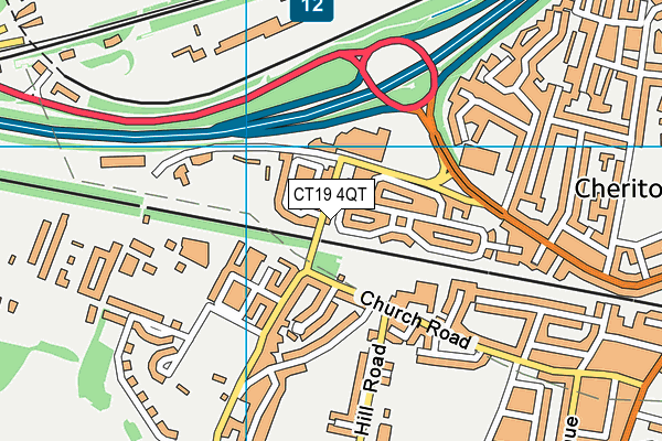 CT19 4QT map - OS VectorMap District (Ordnance Survey)
