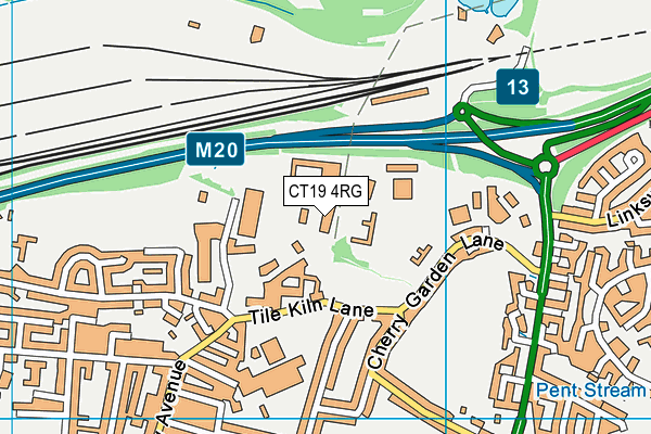 CT19 4RG map - OS VectorMap District (Ordnance Survey)