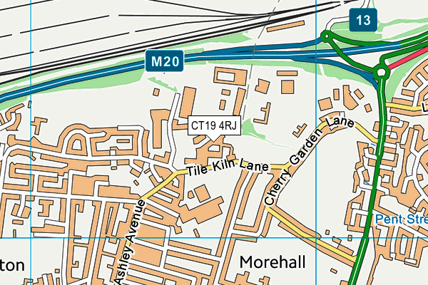 CT19 4RJ map - OS VectorMap District (Ordnance Survey)