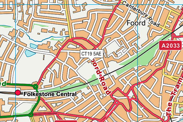 CT19 5AE map - OS VectorMap District (Ordnance Survey)