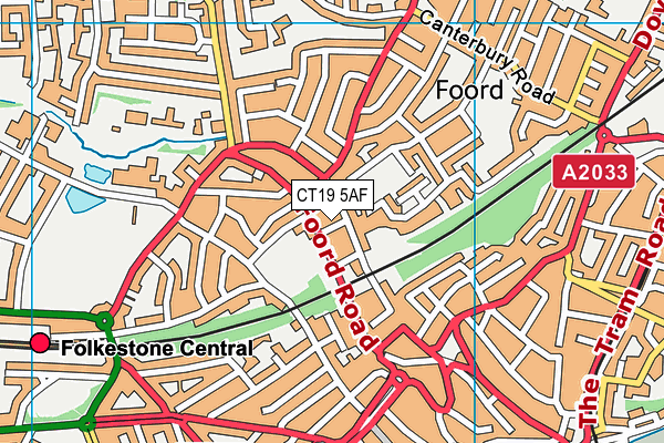 CT19 5AF map - OS VectorMap District (Ordnance Survey)