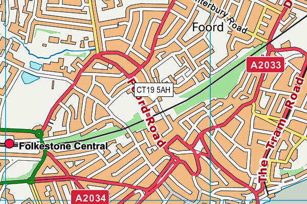 CT19 5AH map - OS VectorMap District (Ordnance Survey)