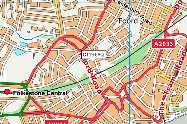 CT19 5AQ map - OS VectorMap District (Ordnance Survey)