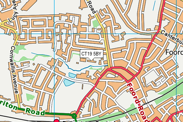 CT19 5BY map - OS VectorMap District (Ordnance Survey)