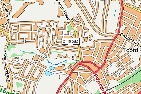 CT19 5BZ map - OS VectorMap District (Ordnance Survey)
