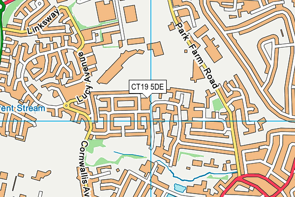 CT19 5DE map - OS VectorMap District (Ordnance Survey)