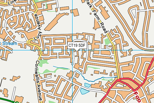 CT19 5DF map - OS VectorMap District (Ordnance Survey)