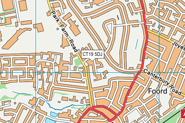 CT19 5DJ map - OS VectorMap District (Ordnance Survey)