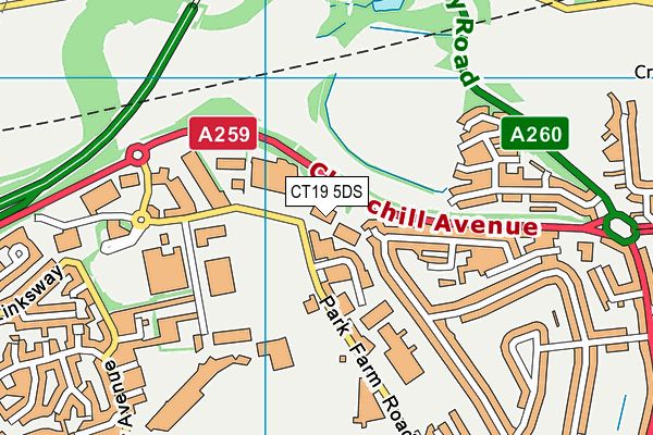 CT19 5DS map - OS VectorMap District (Ordnance Survey)