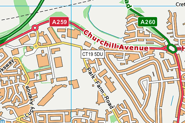 CT19 5DU map - OS VectorMap District (Ordnance Survey)