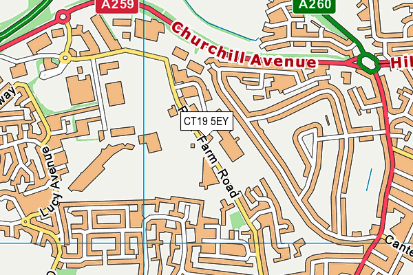 CT19 5EY map - OS VectorMap District (Ordnance Survey)