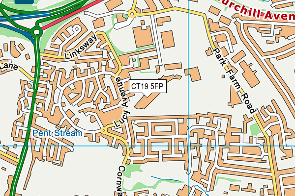 CT19 5FP map - OS VectorMap District (Ordnance Survey)