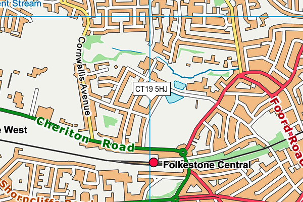 CT19 5HJ map - OS VectorMap District (Ordnance Survey)