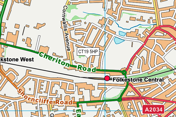 CT19 5HP map - OS VectorMap District (Ordnance Survey)