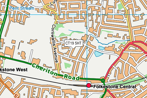 CT19 5HT map - OS VectorMap District (Ordnance Survey)