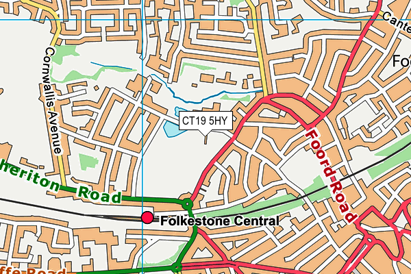 CT19 5HY map - OS VectorMap District (Ordnance Survey)