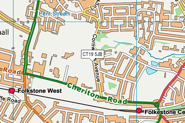 CT19 5JB map - OS VectorMap District (Ordnance Survey)