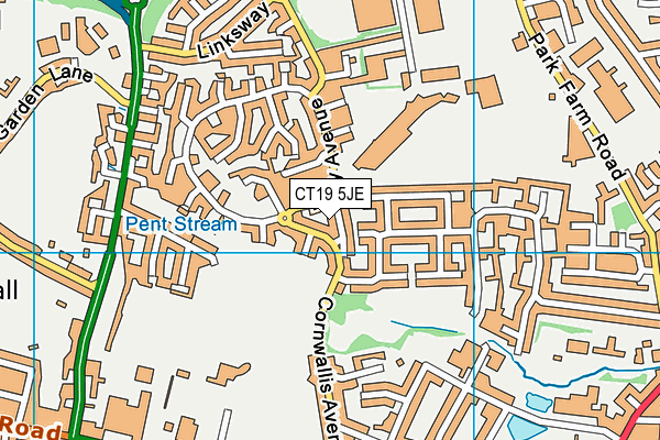 CT19 5JE map - OS VectorMap District (Ordnance Survey)