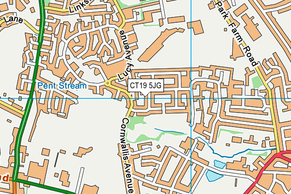 CT19 5JG map - OS VectorMap District (Ordnance Survey)