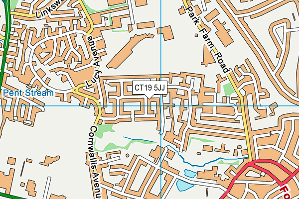 CT19 5JJ map - OS VectorMap District (Ordnance Survey)
