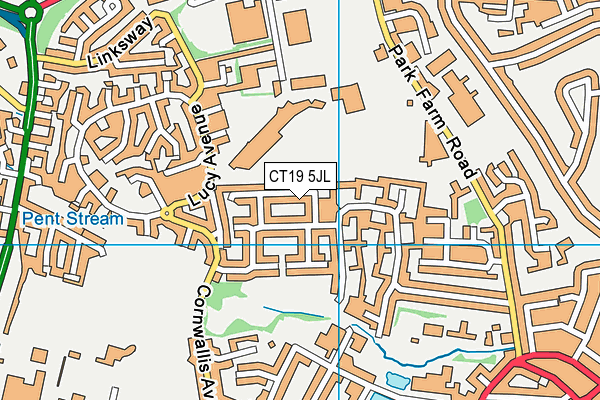 CT19 5JL map - OS VectorMap District (Ordnance Survey)