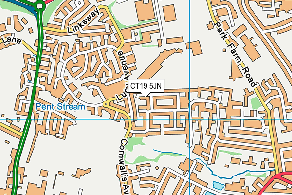 CT19 5JN map - OS VectorMap District (Ordnance Survey)