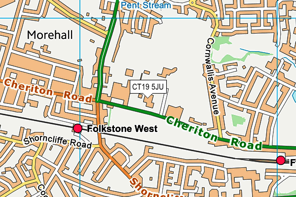 Folkestone Indoor Bowls Club map (CT19 5JU) - OS VectorMap District (Ordnance Survey)