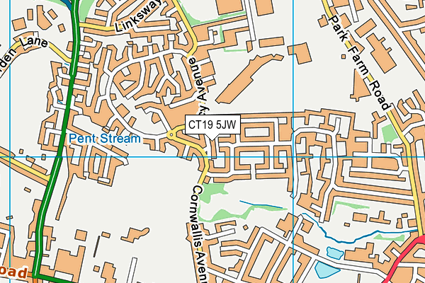 CT19 5JW map - OS VectorMap District (Ordnance Survey)