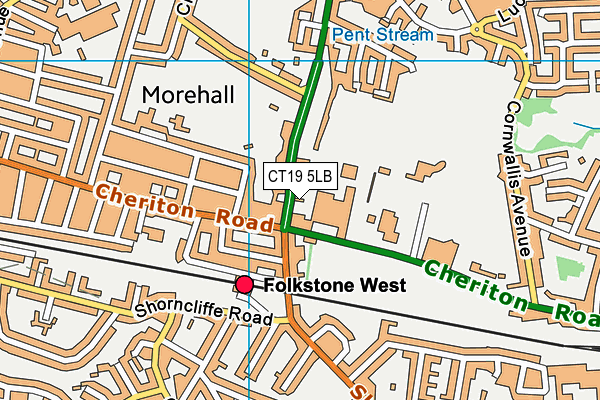 CT19 5LB map - OS VectorMap District (Ordnance Survey)