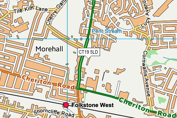 CT19 5LD map - OS VectorMap District (Ordnance Survey)