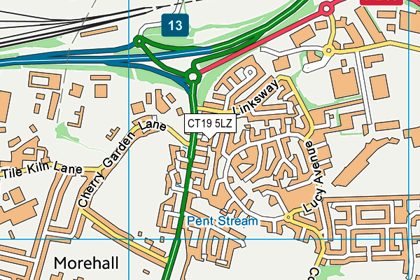 CT19 5LZ map - OS VectorMap District (Ordnance Survey)