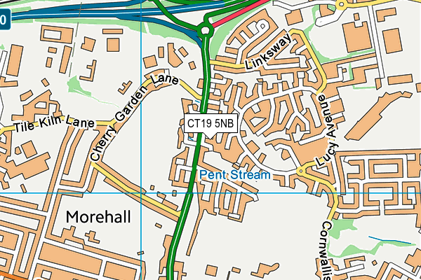CT19 5NB map - OS VectorMap District (Ordnance Survey)